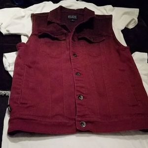 Men's Small Rude brand Jean Vest Red/Maroon